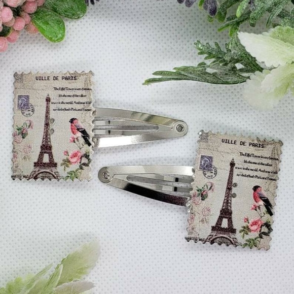 Paris Themed "Stamp" Barrette - Picture 3 of 3
